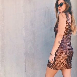 AMAZING Vintage 1960’s Bronze Sequin Mini Dress!